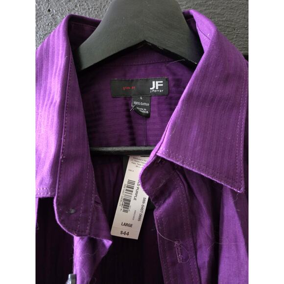 Purple J. Ferrar Slim Fit Collared Button Down casual, Business Dress shirt Sz L - Picture 2 of 6
